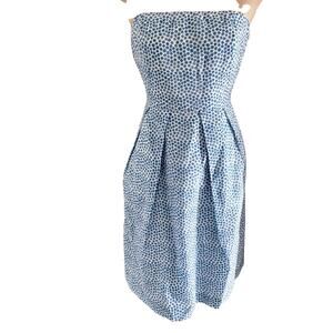 NWT J. Crew Polka dot Seersucker Strapless Pleated Dress Cotton Preppy Fairy  6